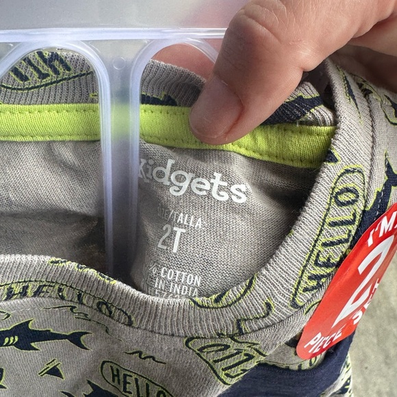 Kidgets Gray and Green Short Sleeve Tee with Shark Print - Picture 2 of 2